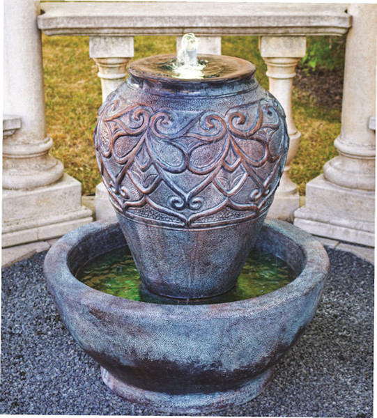 Turkish Shimmering Urn Fountains Vase Cement Garden Flowing Water